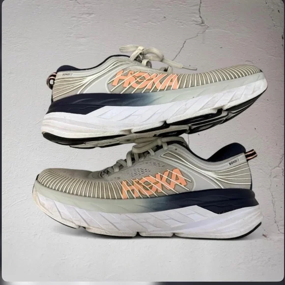 Hoka bondi Gray and Peach Athletic Shoes - Picture 1 of 5